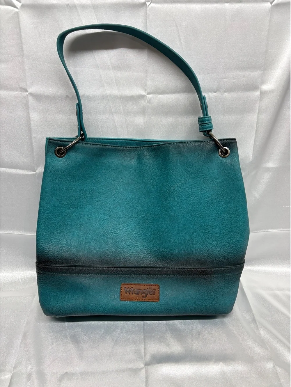 Wrangler Turquoise Vegan Leather Hobo Bag with Zip Pockets and Branded Interior